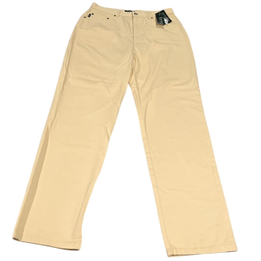 NWT Lauren Ralph Lauren Women's High Rise Straight Leg Pants Yellow 14